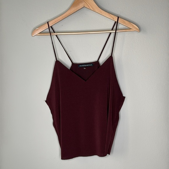 Brandy Melville Rhianna V-neck Flowy Tank Top in Burgundy OS - Picture 2 of 9